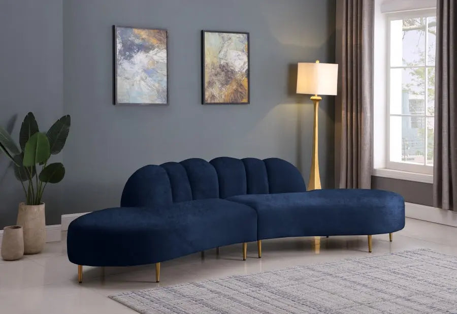 Meridian Furniture - Divine Velvet 2 Piece Sectional In Navy - 618Navy-Sectional