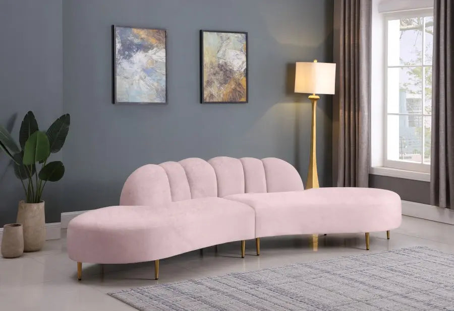 Meridian Furniture - Divine Velvet 2 Piece Sectional In Pink - 618Pink-Sectional