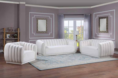 Meridian Furniture - Dixie 3 Piece Living Room Set In Cream - 674Cream-S-3Set