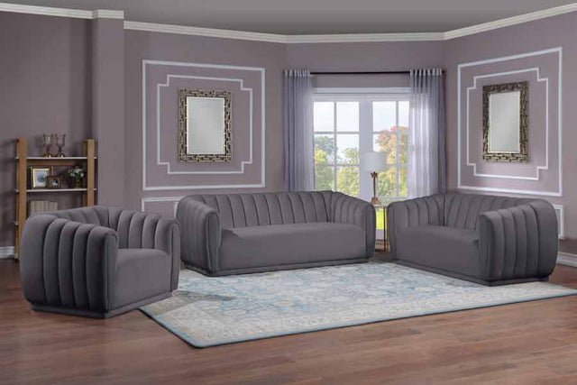 Meridian Furniture - Dixie 3 Piece Living Room Set In Grey - 674Grey-S-3Set