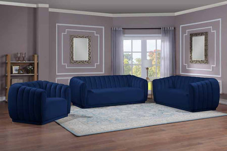 Meridian Furniture - Dixie 3 Piece Living Room Set In Navy - 674Navy-S-3Set