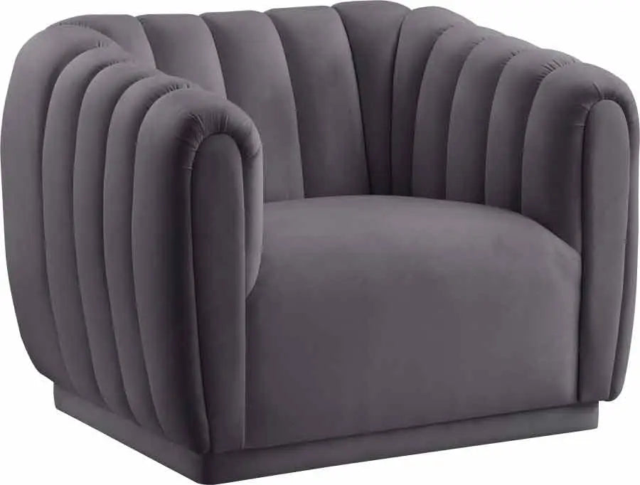 Meridian Furniture - Dixie Velvet Chair In Grey - 674Grey-C