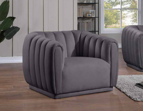 Meridian Furniture - Dixie Velvet Chair In Grey - 674Grey-C