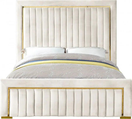 Meridian Furniture - Dolce Velvet King Bed In Cream - Dolcecream-K