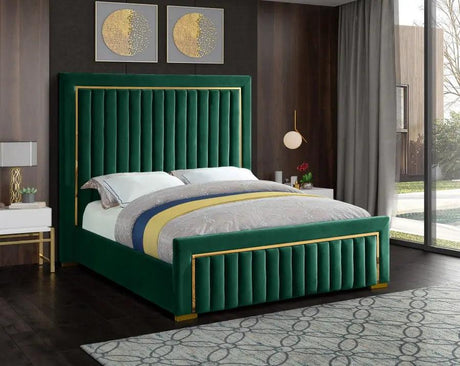 Meridian Furniture - Dolce Velvet King Bed In Green - Dolcegreen-K