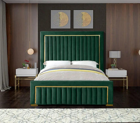 Meridian Furniture - Dolce Velvet King Bed In Green - Dolcegreen-K