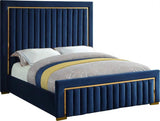 Meridian Furniture - Dolce Velvet King Bed In Navy - Dolcenavy-K