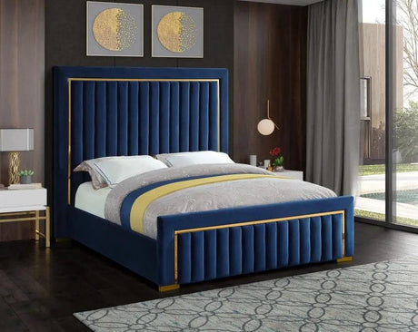 Meridian Furniture - Dolce Velvet King Bed In Navy - Dolcenavy-K