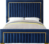 Meridian Furniture - Dolce Velvet King Bed In Navy - Dolcenavy-K