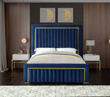 Meridian Furniture - Dolce Velvet King Bed In Navy - Dolcenavy-K