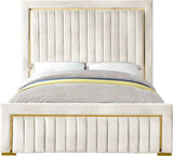 Meridian Furniture - Dolce Velvet Queen Bed In Cream - Dolcecream-Q