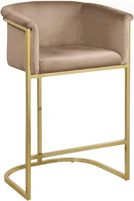 Meridian Furniture - Donatella Velvet Counter Stool In Beige - 700Beige-C