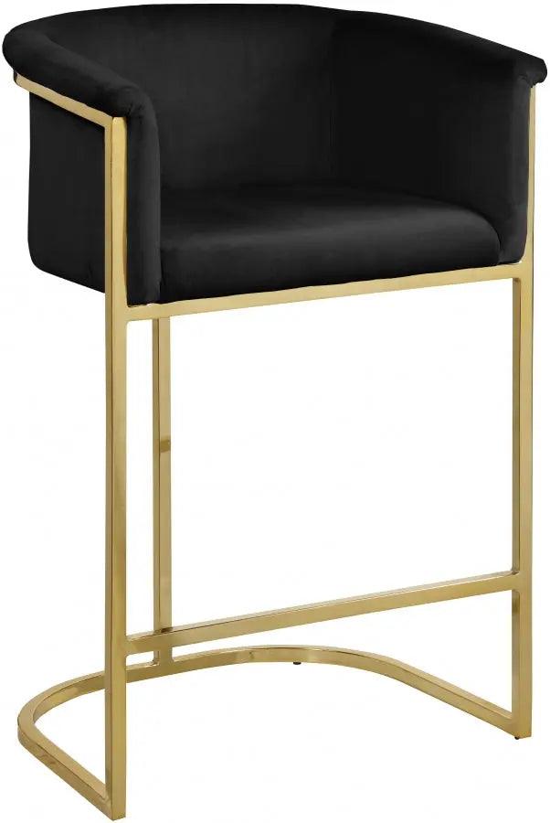 Meridian Furniture - Donatella Velvet Counter Stool In Black - 700Black-C