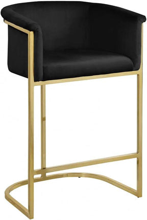 Donatella Velvet Counter Stool In Black - 700Black-C | Meridian