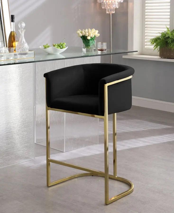 Meridian Furniture - Donatella Velvet Counter Stool In Black - 700Black-C