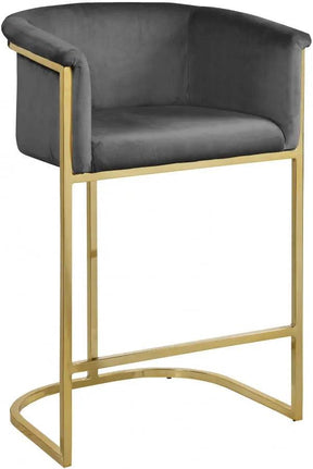 Donatella Velvet Counter Stool In Grey - 700Grey-C | Meridian