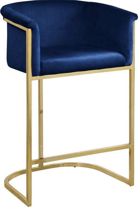 Meridian Furniture - Donatella Velvet Counter Stool In Navy - 700Navy-C