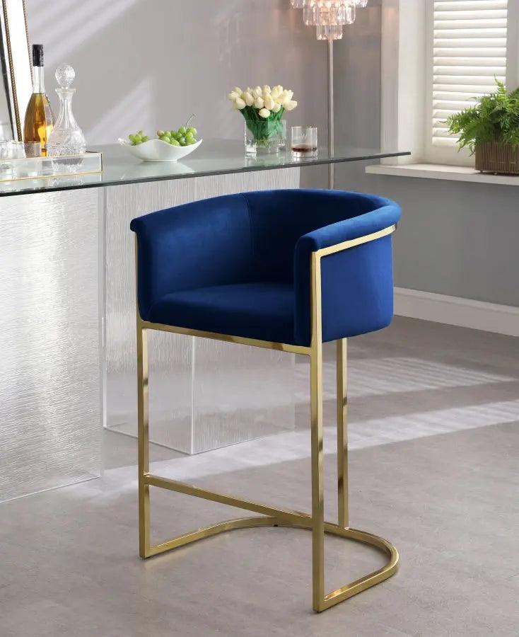 Meridian Furniture - Donatella Velvet Counter Stool In Navy - 700Navy-C