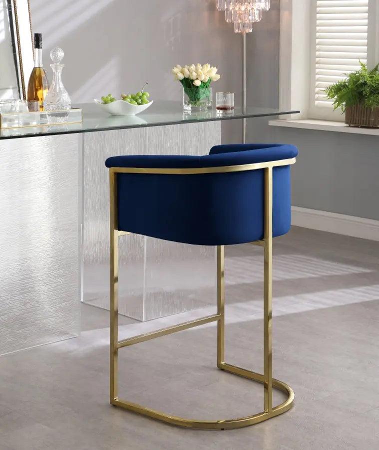 Meridian Furniture - Donatella Velvet Counter Stool In Navy - 700Navy-C