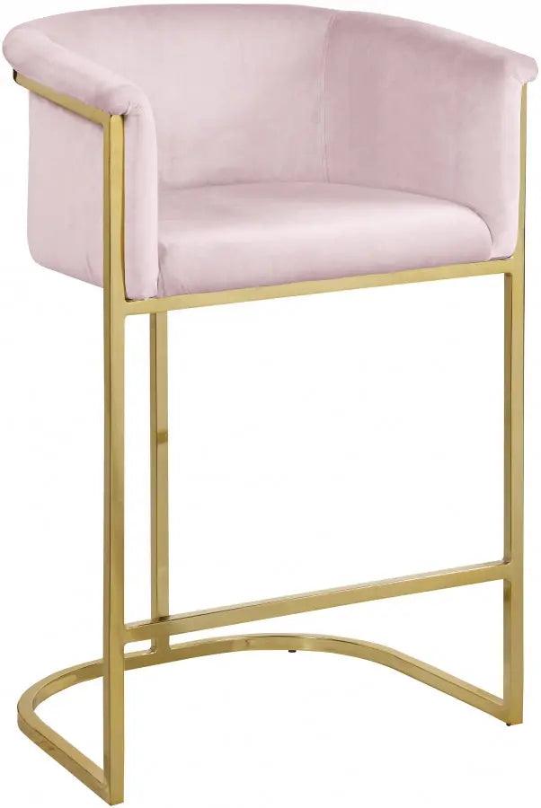 Meridian Furniture - Donatella Velvet Counter Stool In Pink - 700Pink-C