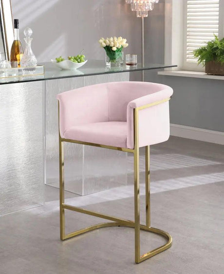 Meridian Furniture - Donatella Velvet Counter Stool In Pink - 700Pink-C