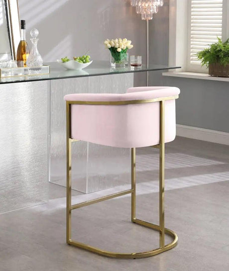 Meridian Furniture - Donatella Velvet Counter Stool In Pink - 700Pink-C