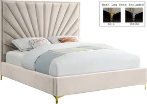 Eclipse Velvet King Bed In Cream - Eclipsecream-K | Meridian
