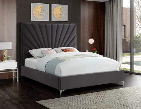 Meridian Furniture - Eclipse Velvet King Bed In Grey - Eclipsegrey-K