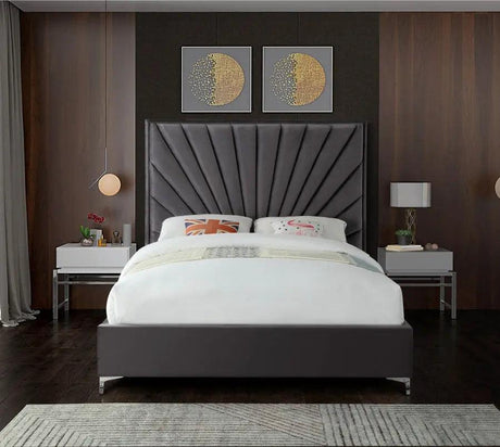 Meridian Furniture - Eclipse Velvet King Bed In Grey - Eclipsegrey-K