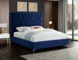 Meridian Furniture - Eclipse Velvet King Bed In Navy - Eclipsenavy-K