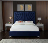 Meridian Furniture - Eclipse Velvet King Bed In Navy - Eclipsenavy-K