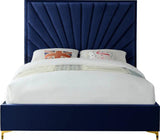 Meridian Furniture - Eclipse Velvet King Bed In Navy - Eclipsenavy-K