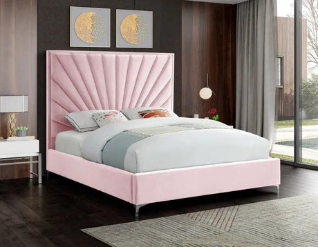 Meridian Furniture - Eclipse Velvet King Bed In Pink - Eclipsepink-K