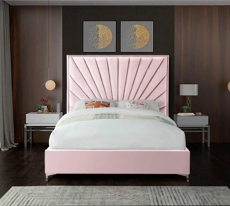 Meridian Furniture - Eclipse Velvet King Bed In Pink - Eclipsepink-K