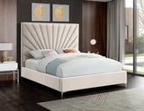 Meridian Furniture - Eclipse Velvet Queen Bed In Cream - Eclipsecream-Q