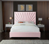 Meridian Furniture - Eclipse Velvet Queen Bed In Pink - Eclipsepink-Q