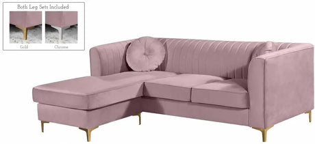 Meridian Furniture - Eliana Velvet Reversible 3 Piece Sectional In Pink - 660Pink-Sectional