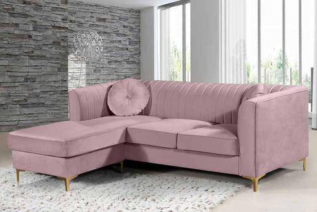 Meridian Furniture - Eliana Velvet Reversible 3 Piece Sectional In Pink - 660Pink-Sectional