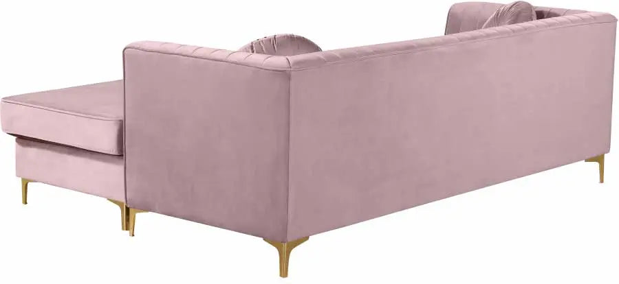 Meridian Furniture - Eliana Velvet Reversible 3 Piece Sectional In Pink - 660Pink-Sectional