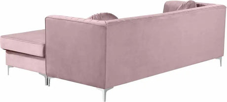 Meridian Furniture - Eliana Velvet Reversible 3 Piece Sectional In Pink - 660Pink-Sectional