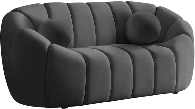 Meridian Furniture - Elijah Velvet Loveseat In Grey - 613Grey-L