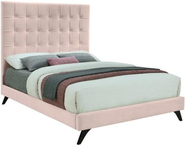 Meridian Furniture - Elly Velvet King Bed In Pink - Ellypink-K