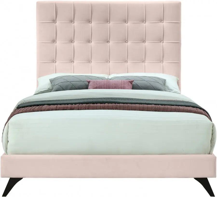 Meridian Furniture - Elly Velvet King Bed In Pink - Ellypink-K