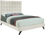 Meridian Furniture - Elly Velvet Queen Bed In Cream - Ellycream-Q