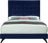 Meridian Furniture - Elly Velvet Queen Bed In Navy - Ellynavy-Q