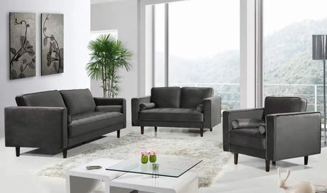 Meridian Furniture - Emily 3 Piece Living Room Set In Grey - 625Grey-S-3Set