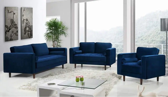 Meridian Furniture - Emily 3 Piece Living Room Set In Navy - 625Navy-S-3Set