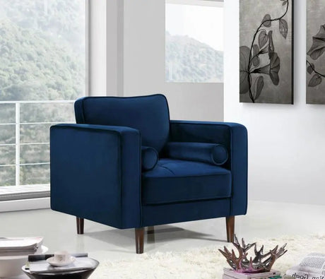 Meridian Furniture - Emily 3 Piece Living Room Set In Navy - 625Navy-S-3Set