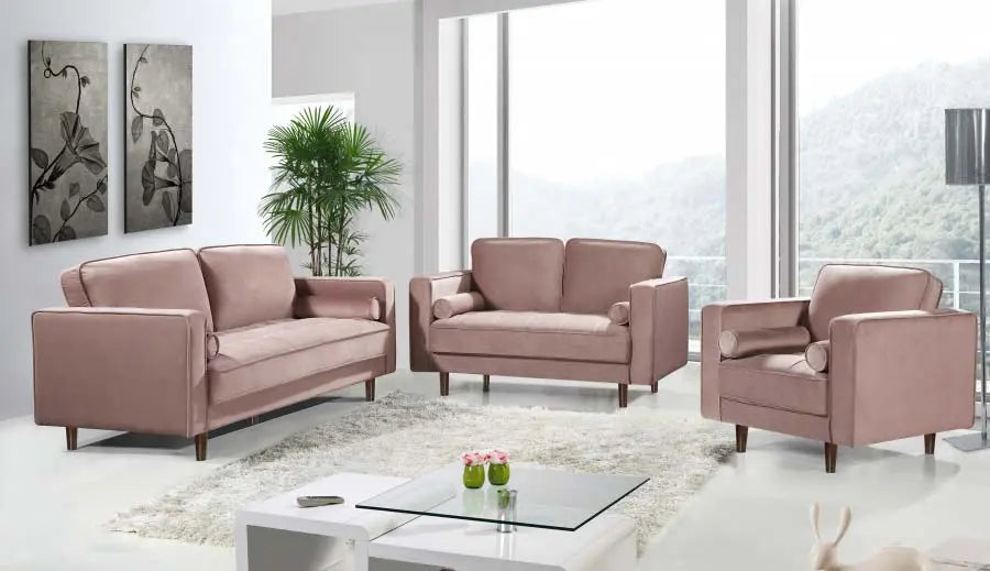 Meridian Furniture - Emily 3 Piece Living Room Set In Pink - 625Pink-S-3Set