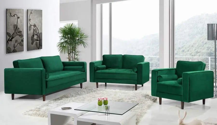 Meridian Furniture - Emily Velvet Chair In Green - 625Green-C